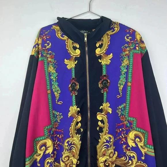 Silver Threads Bold Vintage Inspired Jacket with Baroque Print Made in USA - Picture 3 of 7